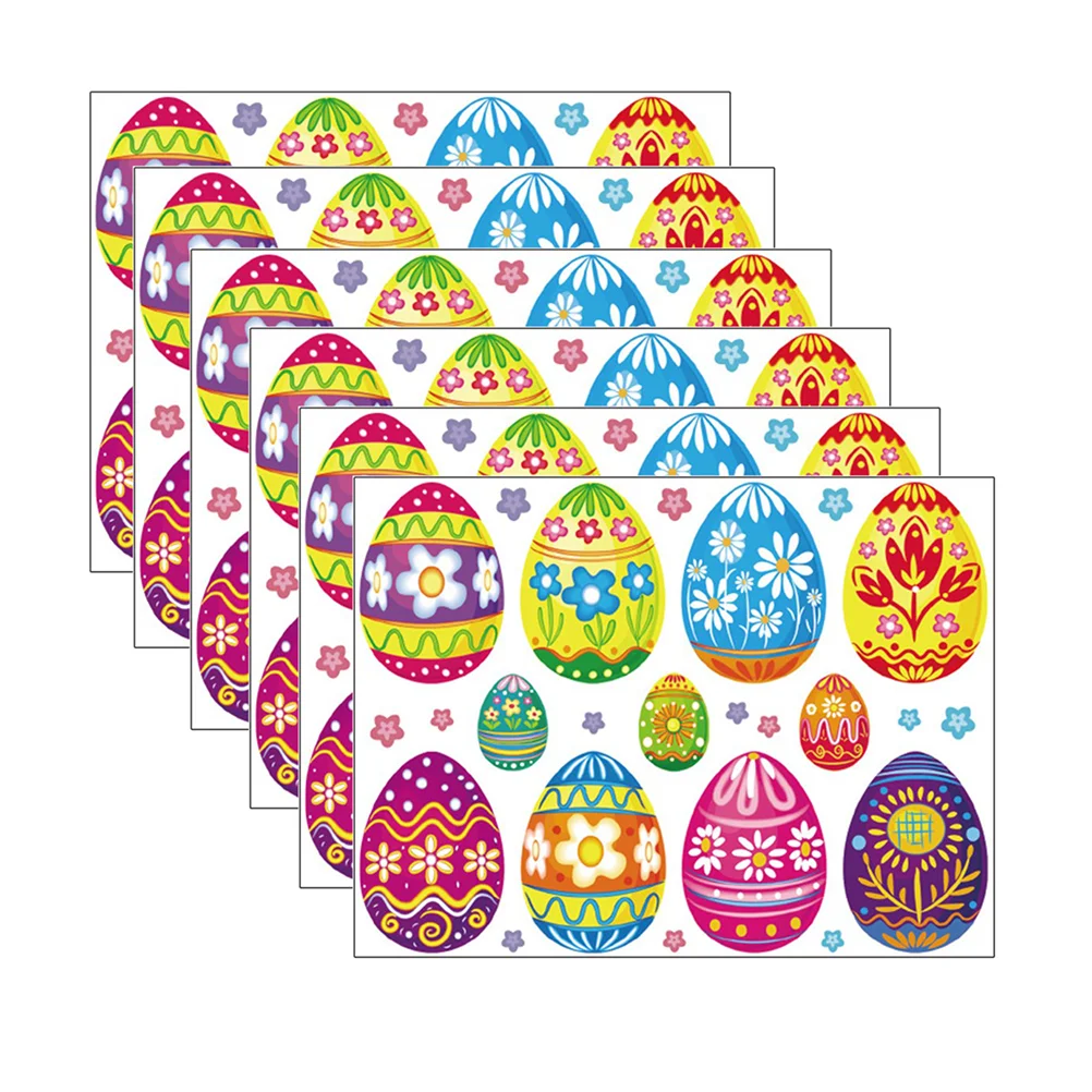 

8 Sheets Decoration Stickers Egg Window Clings Wall Sticker Removable Self- adhesive Decal Mural Party Supplies