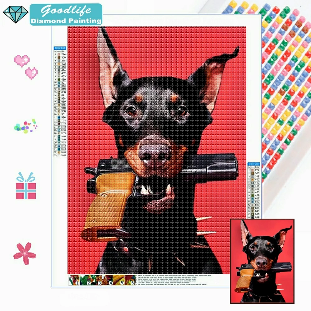 

5D DIY Diamond Embroidery Doberman Dog Full Square/Round Cross Stitch Mosaic Animal Diamond Painting Rhinestone Home Decoration