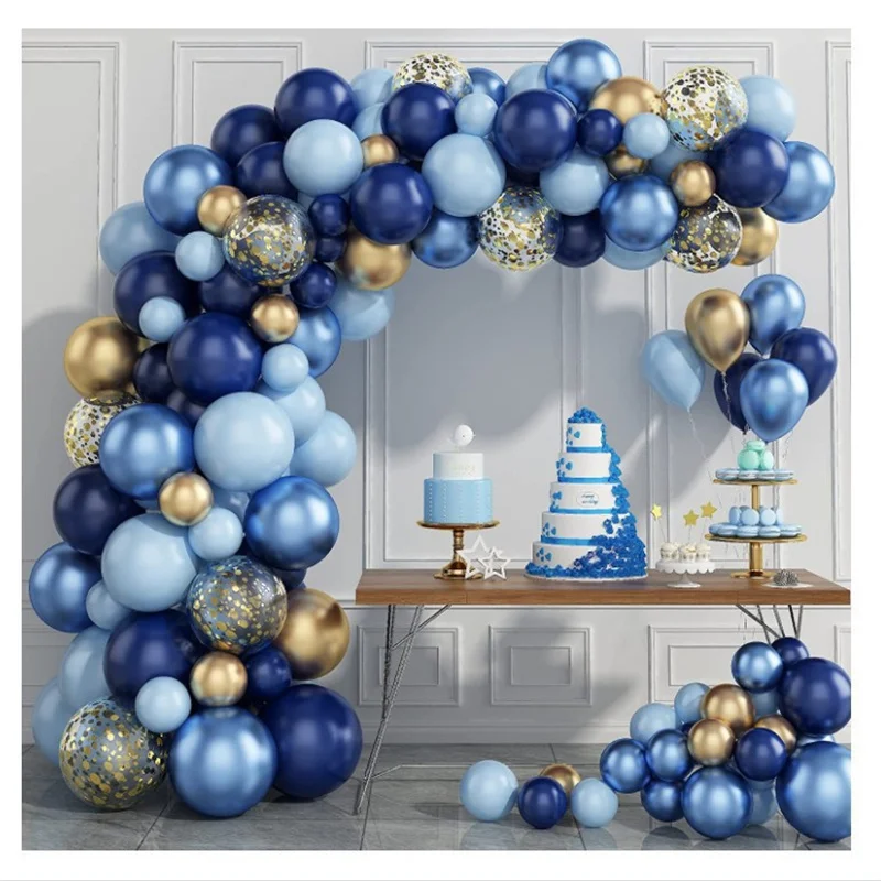 

Blue Metallic Balloon Arch Kit Latex Confetti Balloons Garland Bachelorette Party Happy Birthday Baby Shower Wedding Decoration