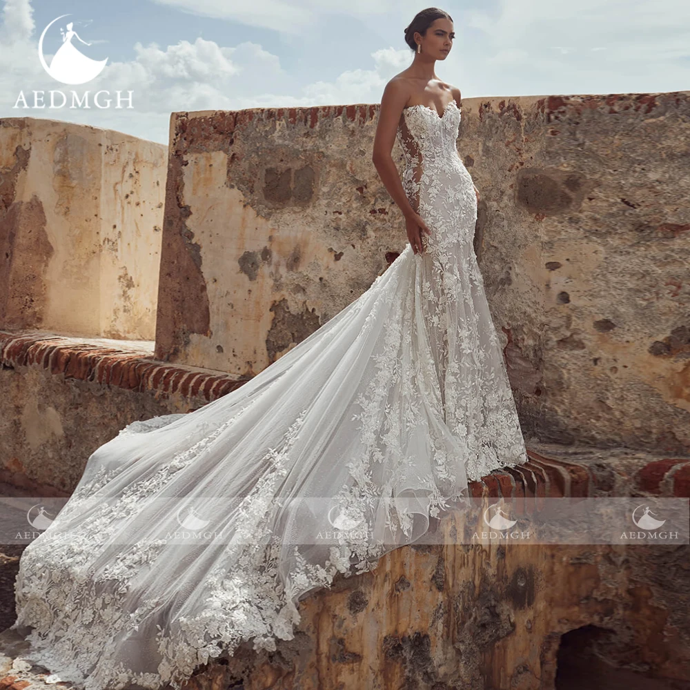 Aedmgh Русалка Винтажные свадебные платья Милая съемная с длинным рукавом Vestido De Novia Аппликации Шикарное свадебное платье на заказ (art.: 3920cb0804ae6) - 3920cb0804ae6