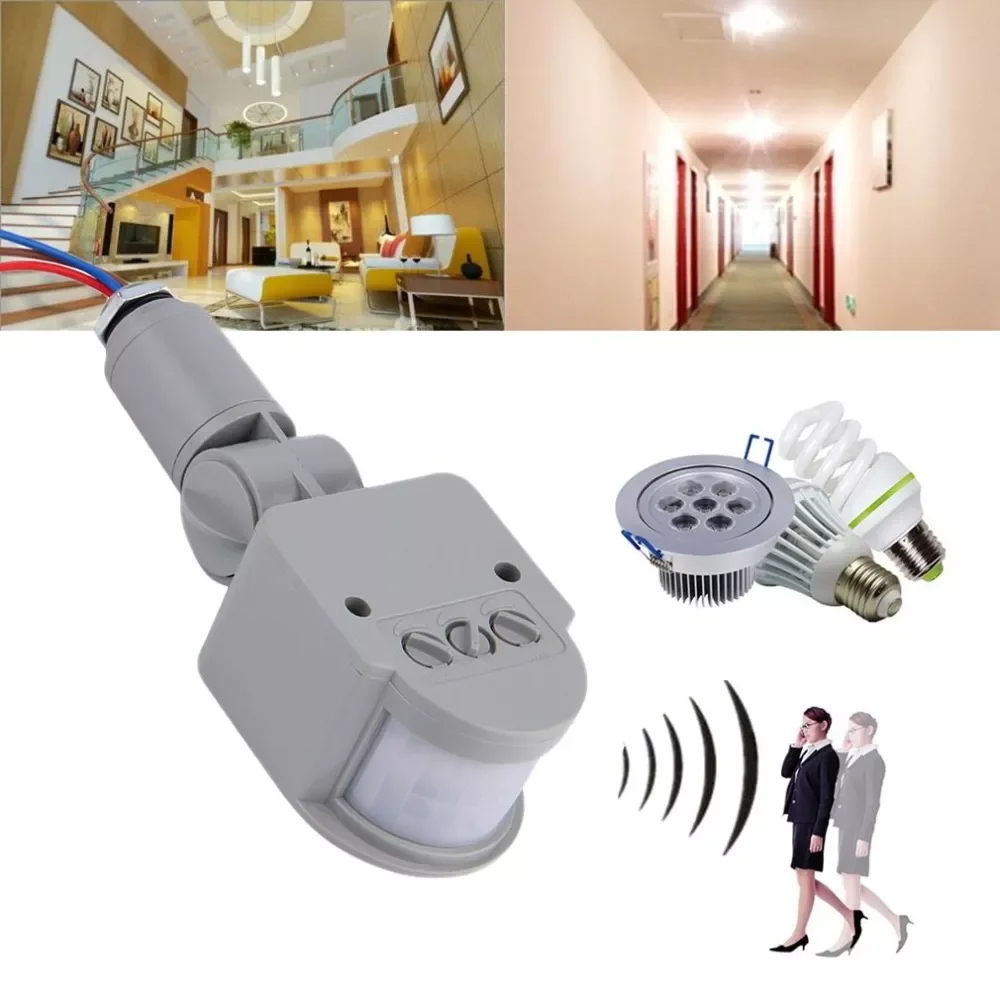 

Motion Sensor Light Switch Outdoor AC 220V Automatic Infrared PIR Motion Sensor Switch With LED Light