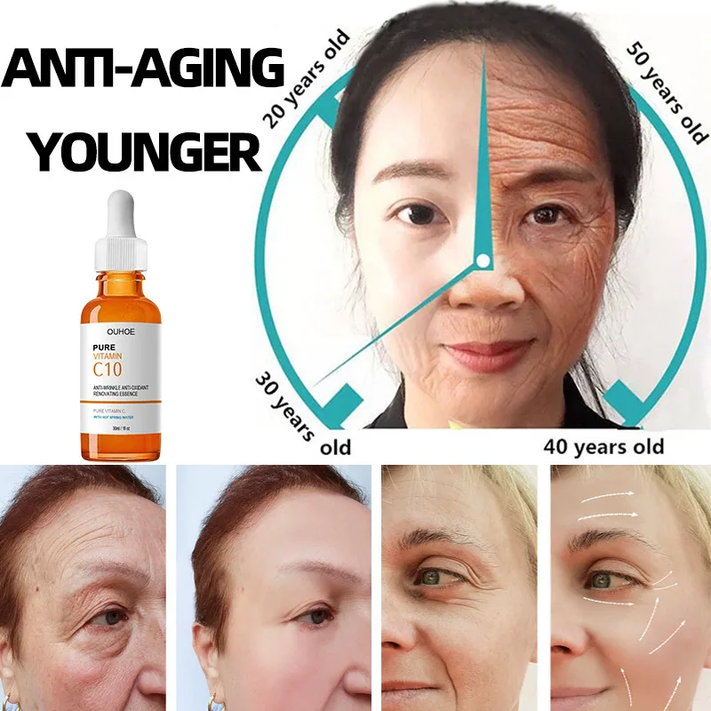 

Vitamin C10 Anti Aging Remove Wrinkle Serum Lifting Brighten Face Skin Fade Eye Fine Lines Moisturizing Firming Facial Essence