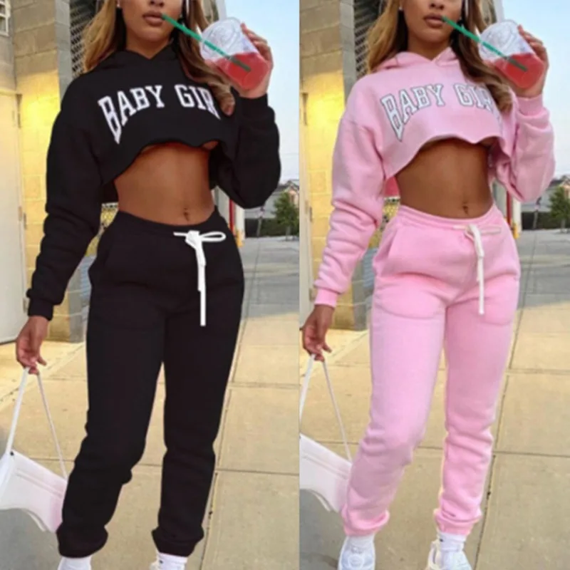 

Tracksuit 2 Piece Set Women Letter Printing Hoodies Sweatshirt Sweatpants Joggers Sport Pant Suits Femme Outfits Sweatsuits