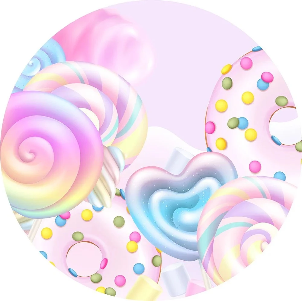 

Красочные Конфеты Пончик круглый фон для детей декор для вечеринки в честь будущей матери леденец день рождения круг баннер