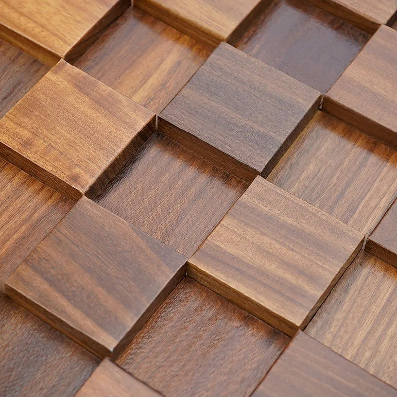 

Modern Hexagon Wooden Panel Mosaic Tile Wall Decoration Black Walnut 3d Wood Wall Art for Home Office Teahouse Background