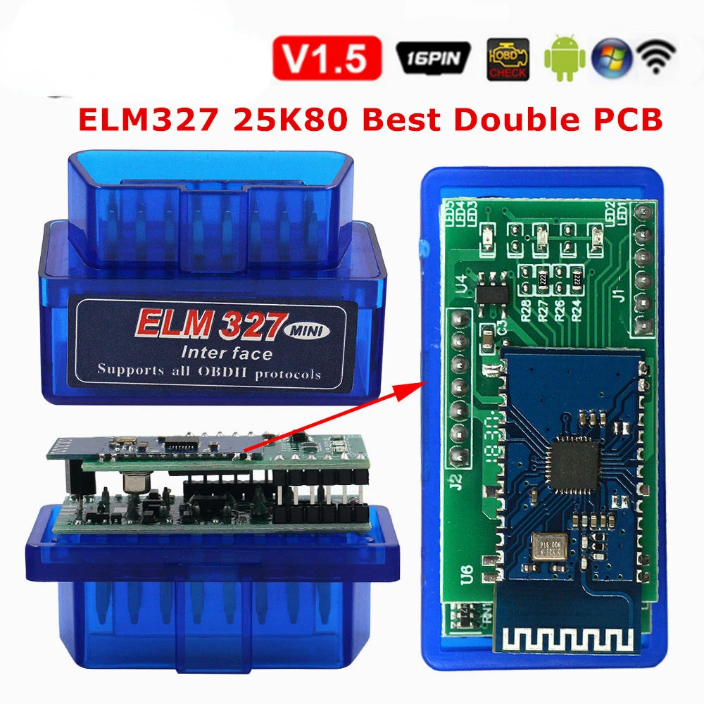 

PCB Super Mini ELM327 Bluetooth-Compatible V1.5 PIC18F25K80 IOS WIFI ELM 327 V2.1 OBD OBD2 Car Disgnostic Scanner