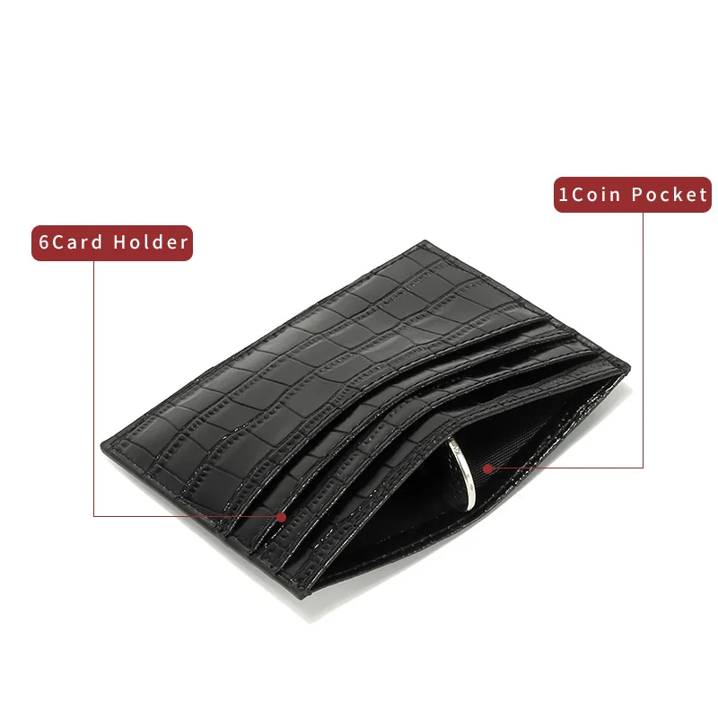 6 Card Slot Purses Ultra Thin Business Bank Credit Card Holder Wallet Simple Black Unisex Small Coin Cards Cover Pouch Case Bag