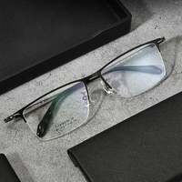 handoer pure titanium glasses frame half rimless men business uv400 anti reflective optical prescription eyewear spectacles