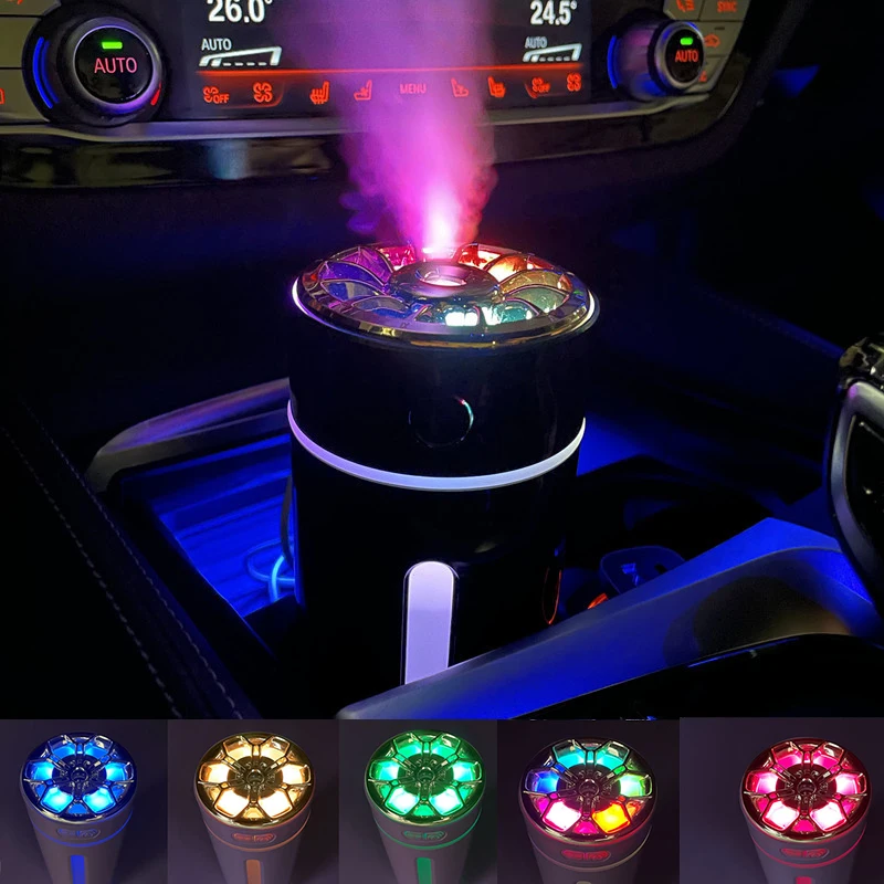 

300ml Car Air Humidifer with Colorful Night Light Humidifer Car Air Freshener Home Aroma Diffuser Wired USB Interface
