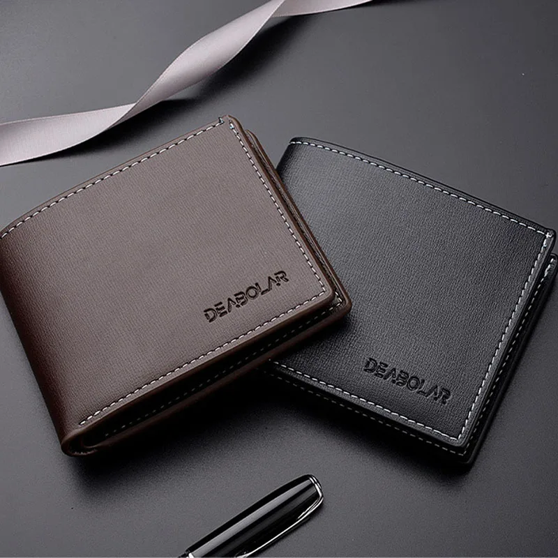 

HVTIL New Men Short Wallet Multi-card Card Holder Money Solid Purse For Youth Male Fashion Business Leisure Wallet Free Shipping