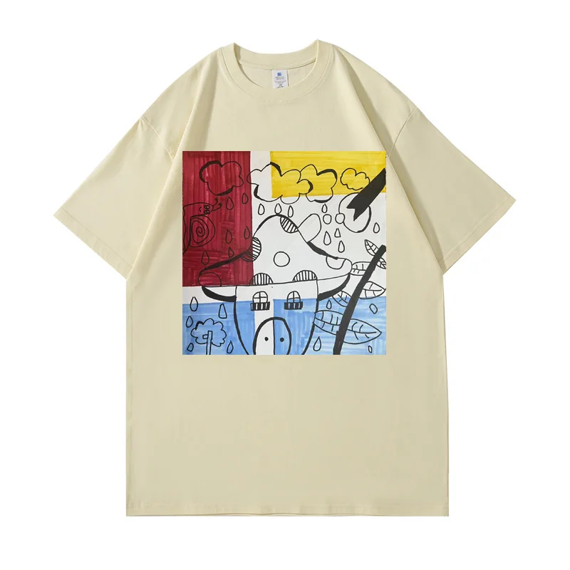 

Y2K T-shirts Women Men Oversized Cotton Tees Unisex Graffit Printing Harajuku Clothes Long Sleeve Spring Sweats Summer Crop Tops