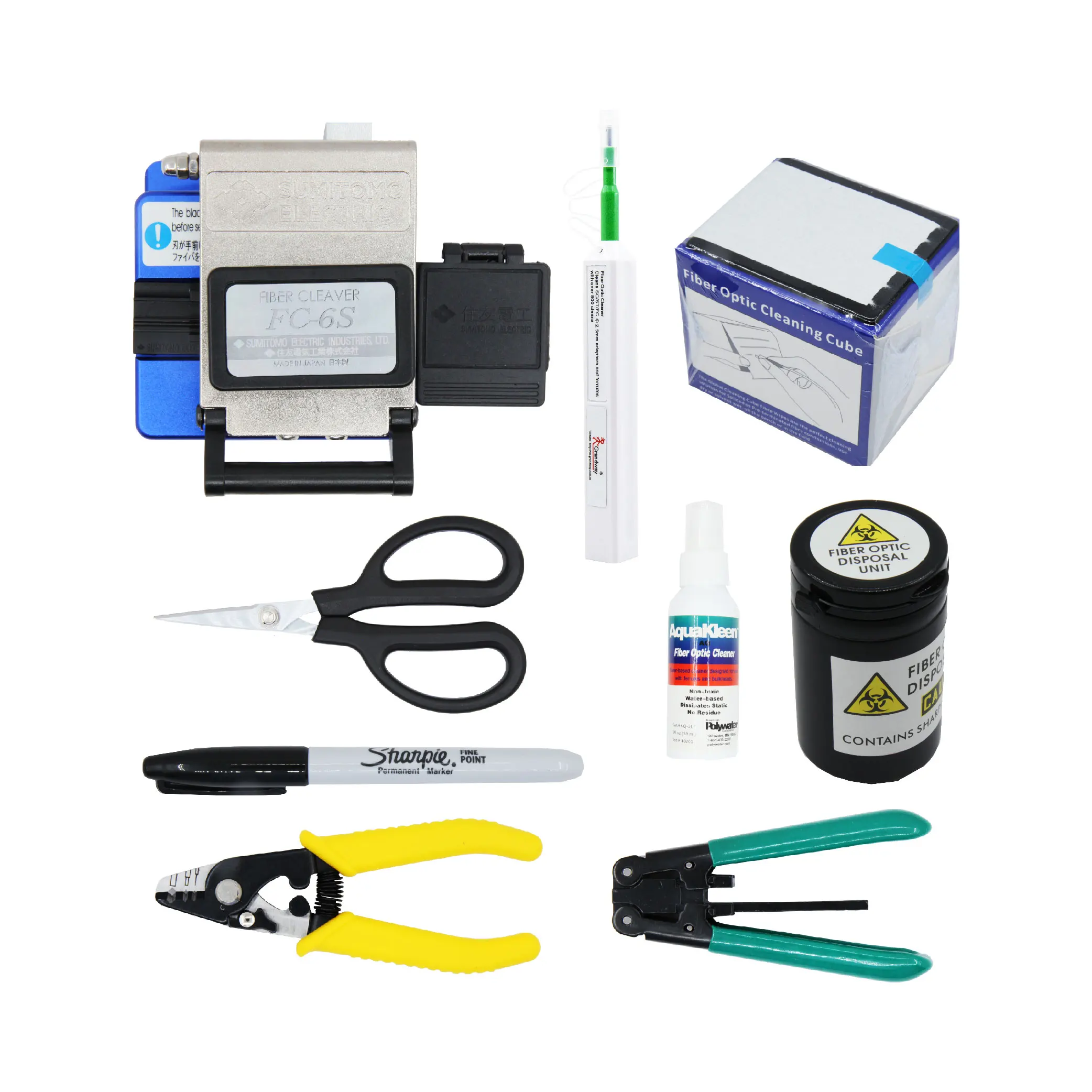 

FTTH волоконно-оптический Быстрый коннектор, набор инструментов для завершения с кабелем, резак, Стриппер, волоконно-оптический Кливер