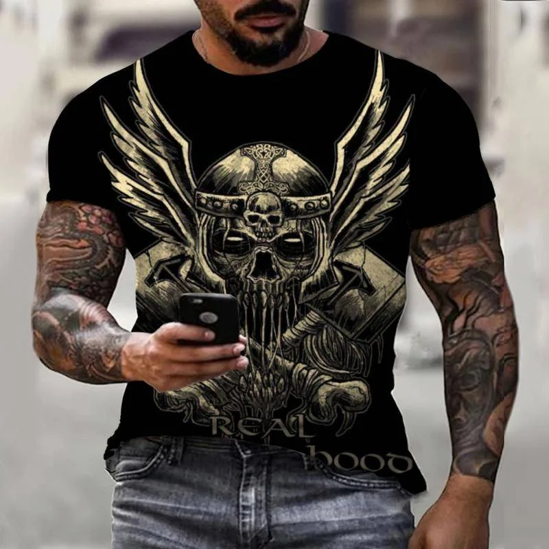 

Novelty Images Rock Metal Tattoo Print Men's T-Shirt New Summer Street Fashion Outfit Oversized Men Short Sleeve Top O Neck