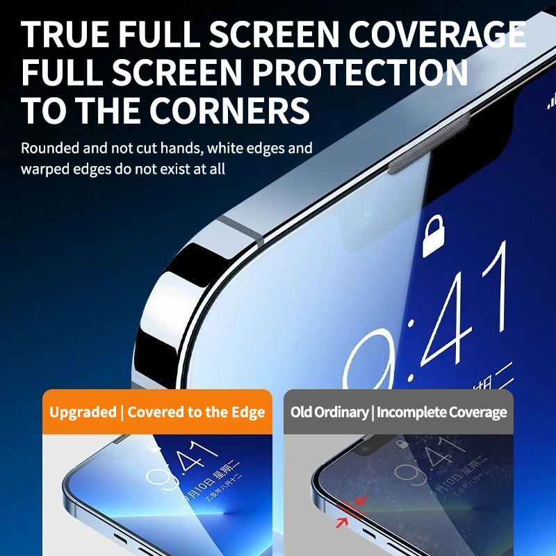 Фото Защитное стекло, закаленное стекло с полным покрытием для iPhone 14 13 12 11 PRO MAX MINI X XS №2