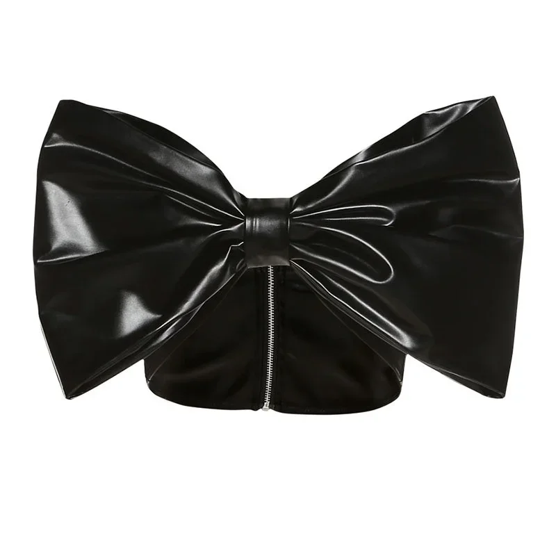 Biw Топ на бретелях с бантом Женский короткий открытый топ без рукавов из