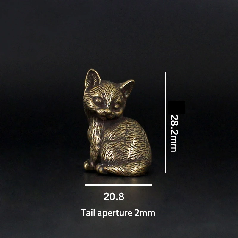 Малая медная статуэтка кошки в стиле ретро