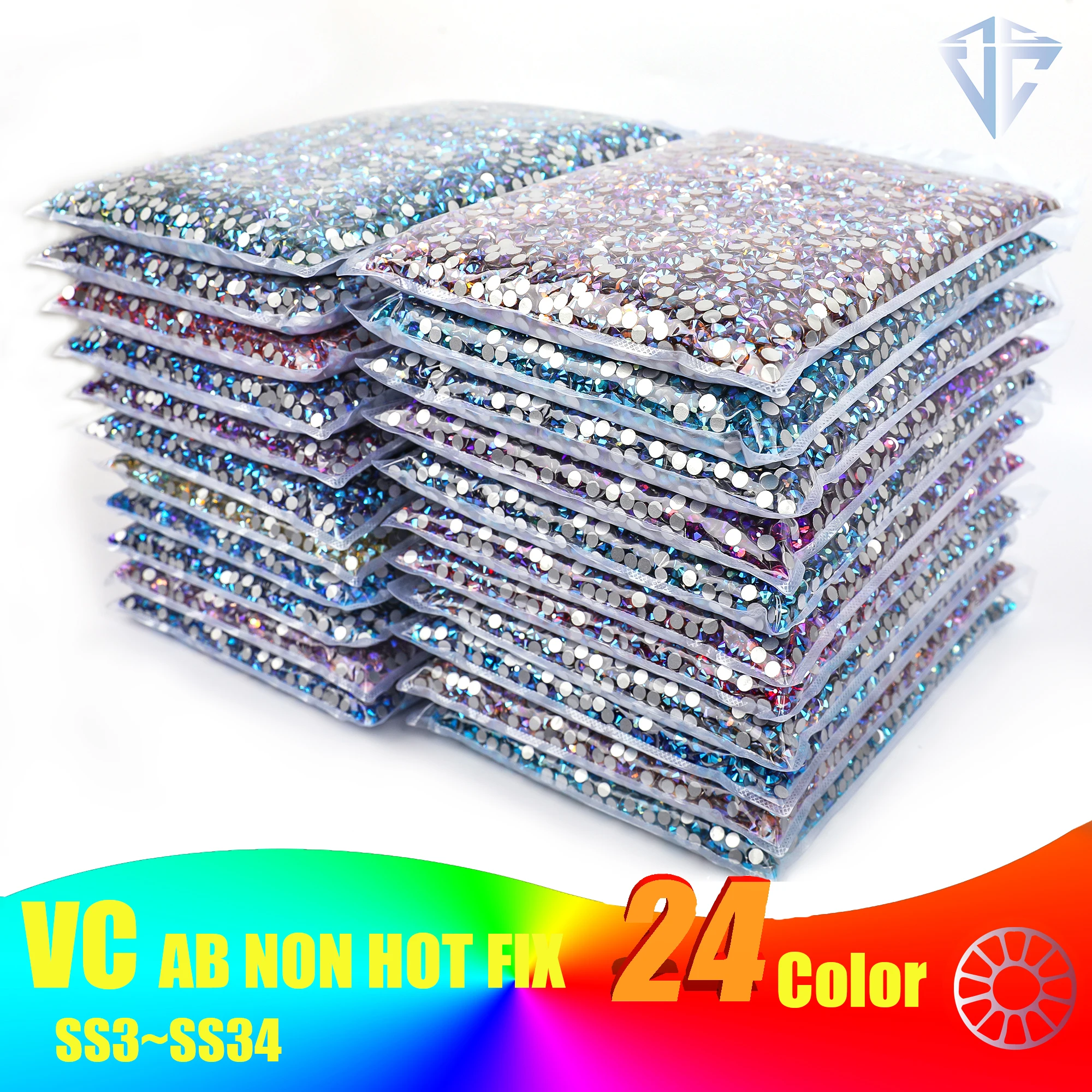 14400 шт. оптом мерцающие стразы AB без горячей фиксации стразы объемпосылка упаковка SS16 SS20 стандартная задняя часть для рождества F0285