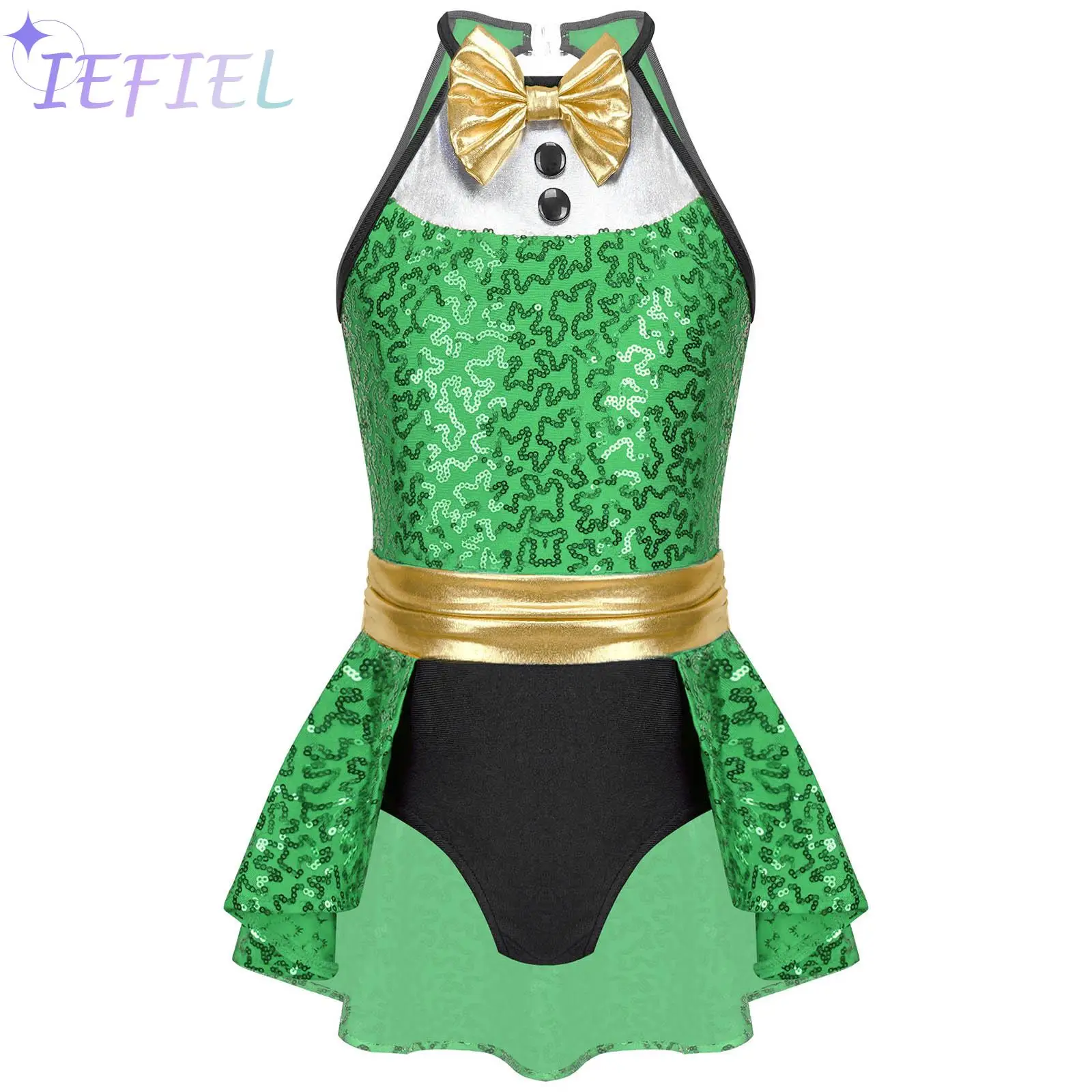 

Kids Christmas Halloween Party Magician Role Playing Costumes Tuxedo Dress up Bowknot Back Cutout Sequin Jumpsuit Rompers