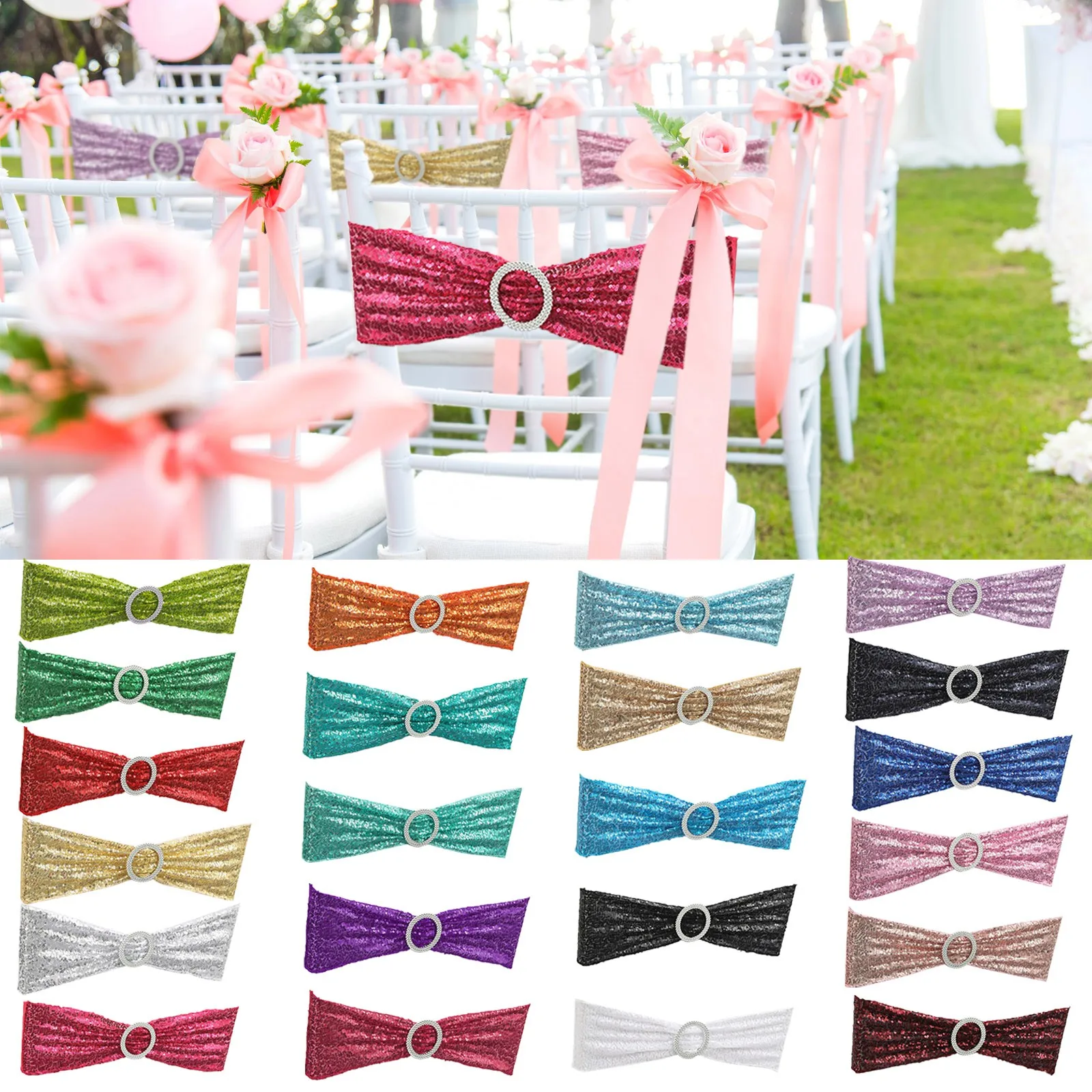 

20 Colours Spandex Chair Sash Wedding Lycra Chair Band Stretch For Chair Covers Decoration Party Dinner Banquet Chair Sash