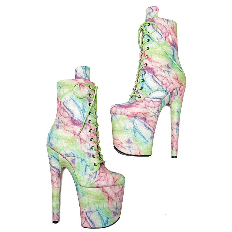 Leecabe Glitter Night Light UPPER 20CM/8Inch Women's Platform disco party High Heels Shoes Pole Dance boot