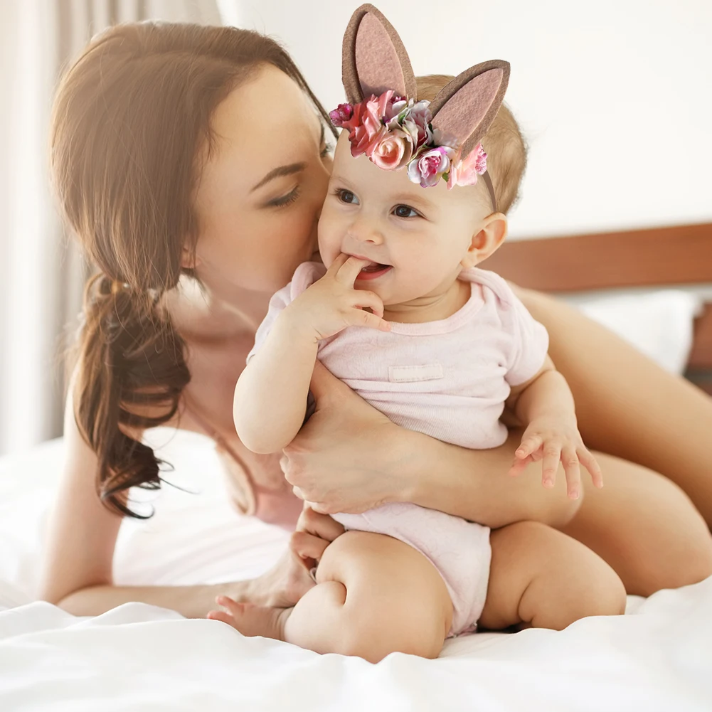 

Baby Headband Cartoon Rabbit Flower Ear Hair Band Elastic Turban Easter Photo Props Kids Headwear For Boys and Girls