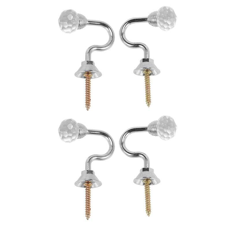 

2 Pair Retro Crystal Glass Curtain Holdback Wall Tie Back Hook Hanger Holder Drawer Handle Curtain Accessories Hanger