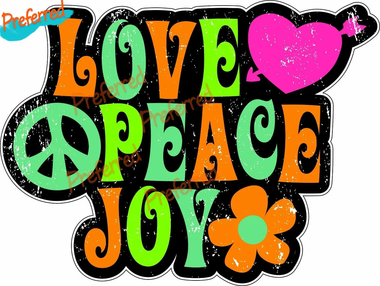 

Наклейка на бампер с надписью Love Peace Joy 1960-х годов, Виниловая наклейка для автомобиля, грузовика, дома и других автомобилей