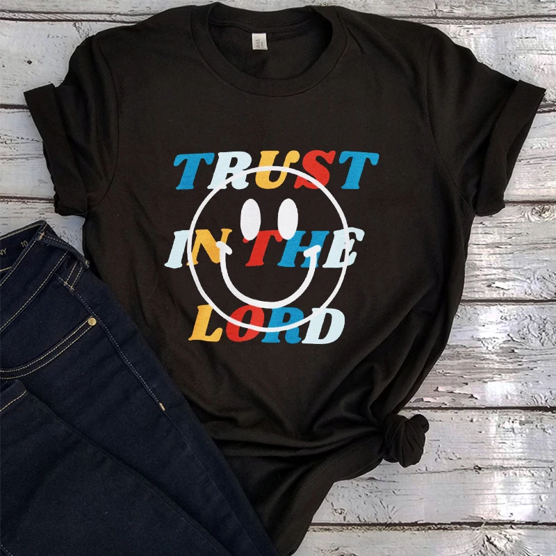 

Trust In The Lord Shirt Christian Shirt Christian Aesthetic Clothing Christian Clothing Woman Summer Women Black Top M