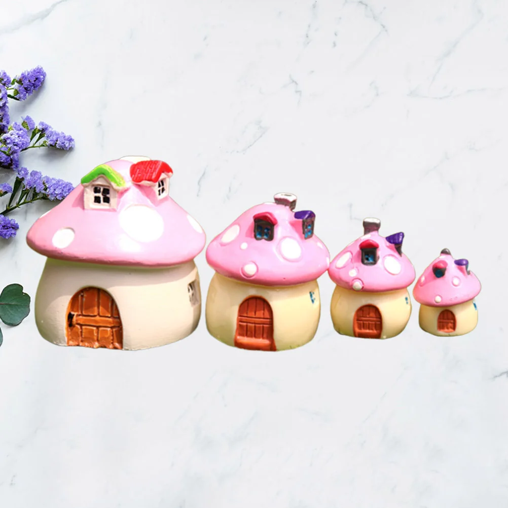 

4 Pcs Mushroom Figurines Terrarium Accessories Mini Village Houses Playhouse Accessories Miniature DIY Garden Ornamen