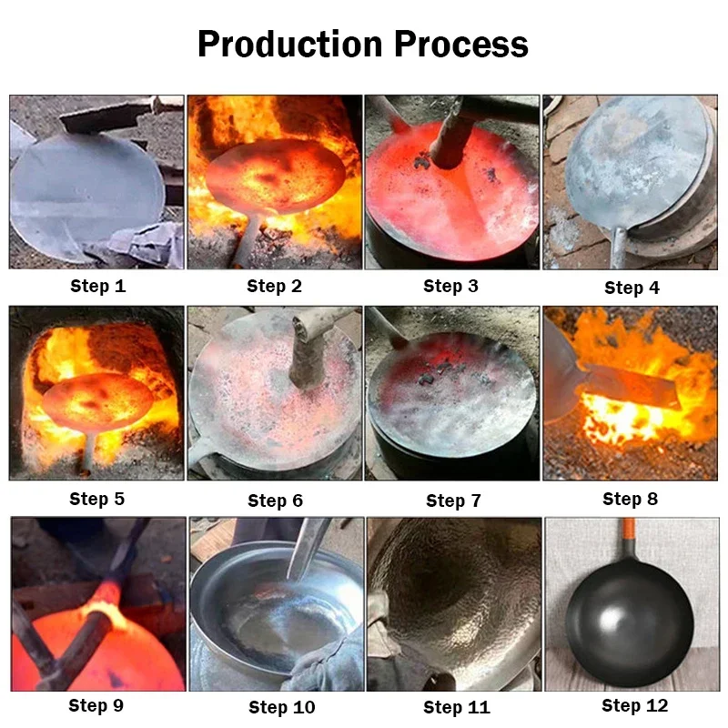 Традиционная железная вок ручной работы настоящая молотковая ВОК традиционная