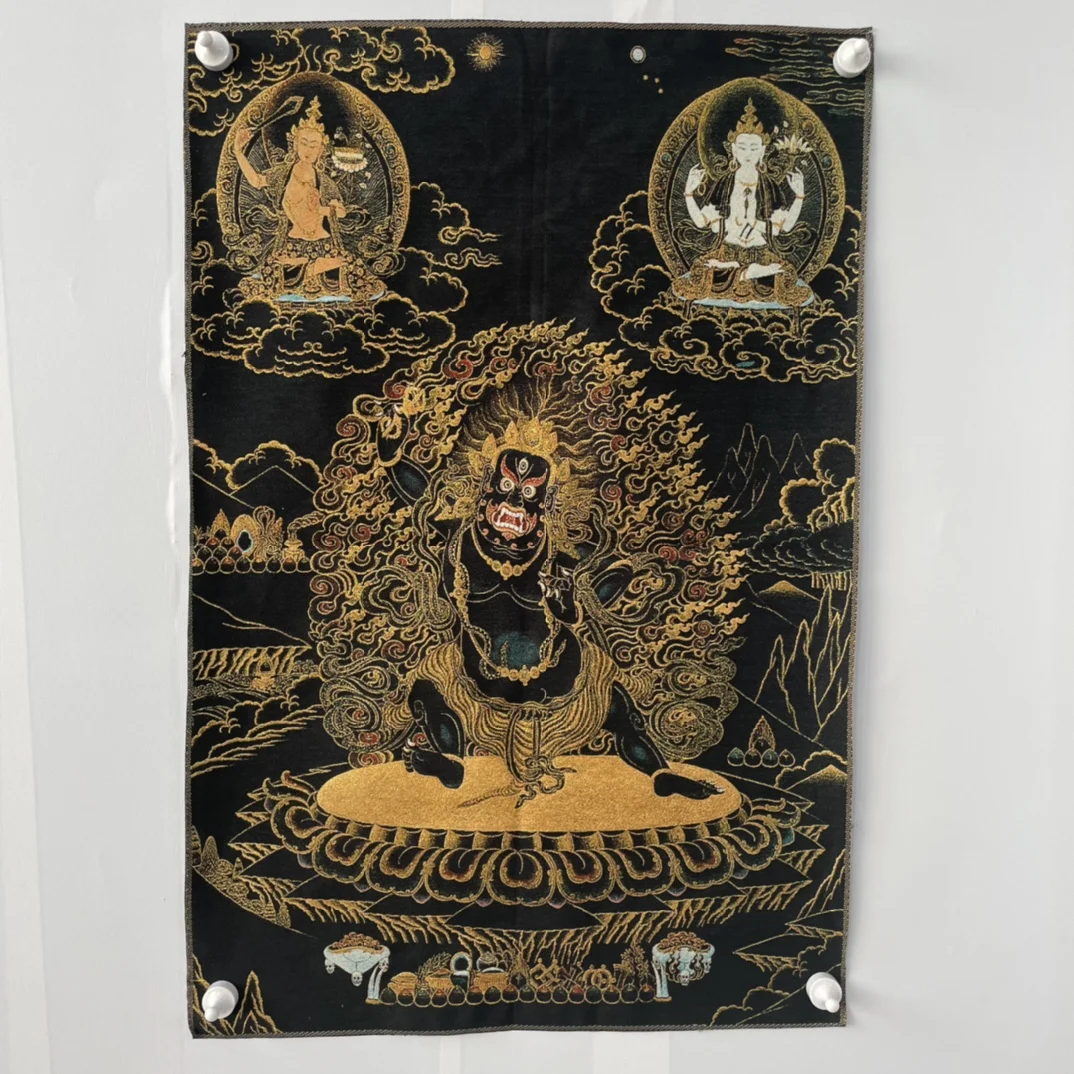 

China Embroidery Silk Thangka Fengshui Wealth" Bodhisattva Buddha " Painting Mural Handicraft Household Decoration#74