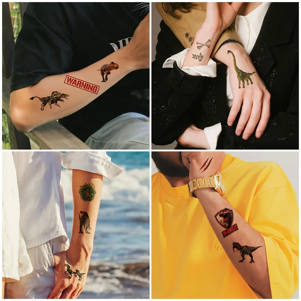 12 Листов 3d Временные Татуировки С Динозаврами Водонепроницаемые Реалистичные