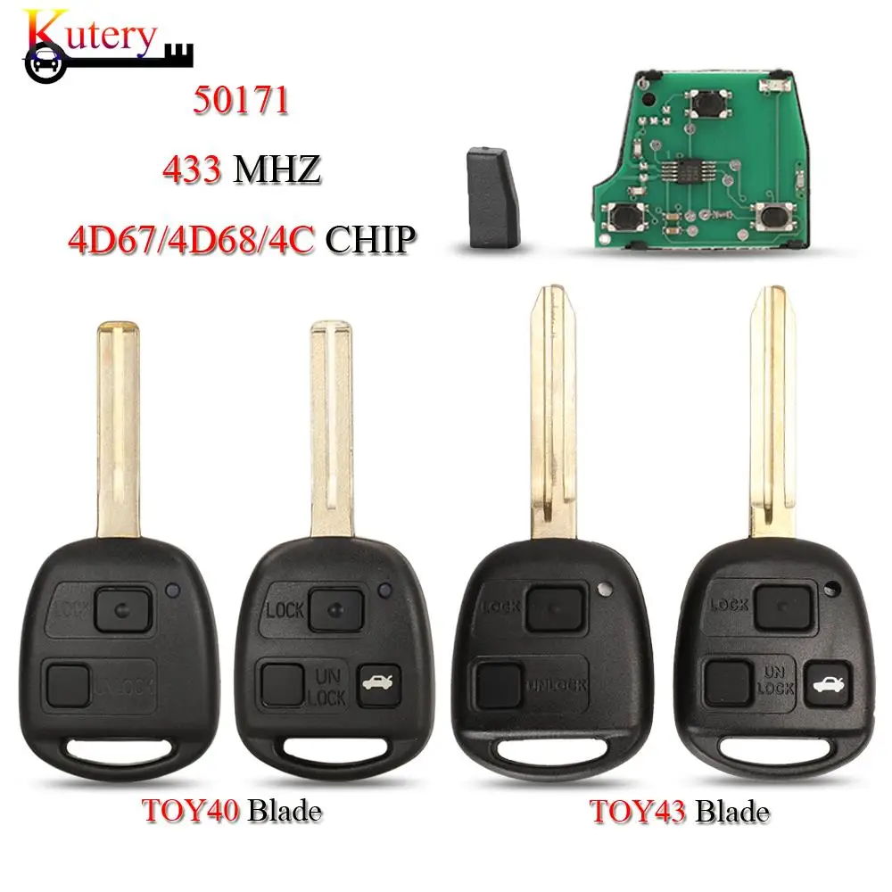 jingyuqin 50171 Remote Smart Car Key For Toyota Prado 120 RAV4 Kluger Land Cruiser 2/3Buttons 433Mhz 4C/4D67/4D68 Chip