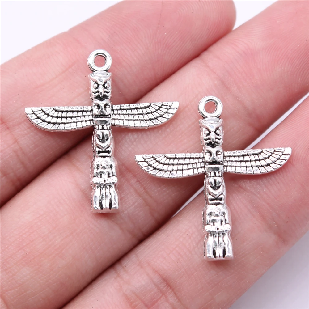 80pcs Charms Wholesale 27x25mm Mayan Totem Stone Column Charms Wholesale DIY Jewelry Findings Alloy Charms