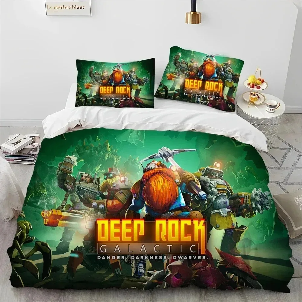 3D Print Deep Rock Galactic Game DRG Bedding Set Duvet Cover Bed Quilt Pillowcase Comforter king Queen Size Boys Adult