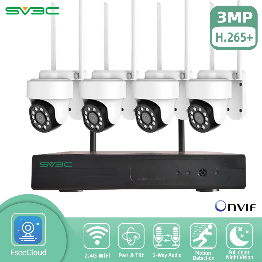 

SV3C 4CH Wireless Camera System 1536P 1080P NVR wifi Outdoor 3MP AI PTZ IP Camera Security System Video Surveillance Kit NVR Set