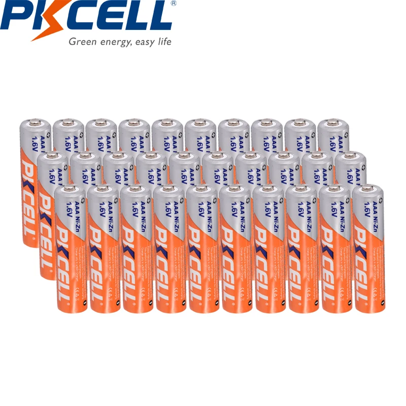 

30PC PKCELL AAA 900mWh 1.6V Ni-Zn Battery Rechargeable Battery AAA 3A Bateria Baterias batteries for digital camera,CD