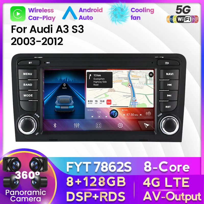 

Автомагнитола 128G ROM Android 11 для Audi A3 8P 2003-2012 S3 2006-2012 RS3 Sportback 2011 Carplay RDS автомобильная стереосистема