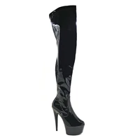 leecabe 15cm pole dancing sexy ultra high knee high boots with pure color sexy dancer high heeled lap dancing shoes