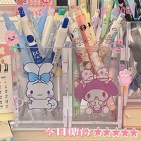 kawaii sanrios pen holder kuromi my melody cinnamoroll cartoon diy sticker acrylic makeup brush stationery storage box for girls