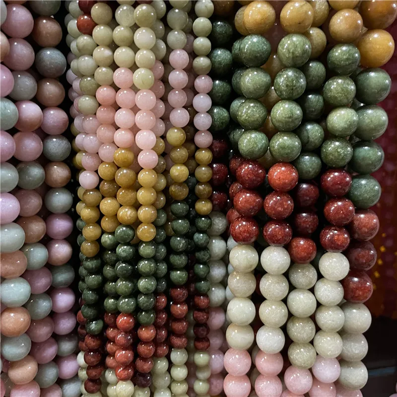 

6/8/10mm Alxa Colorful Stone Round Jades Beads For Jewelry Making Diy Necklace Earrings Bracelet Charms Jewellery Accessories