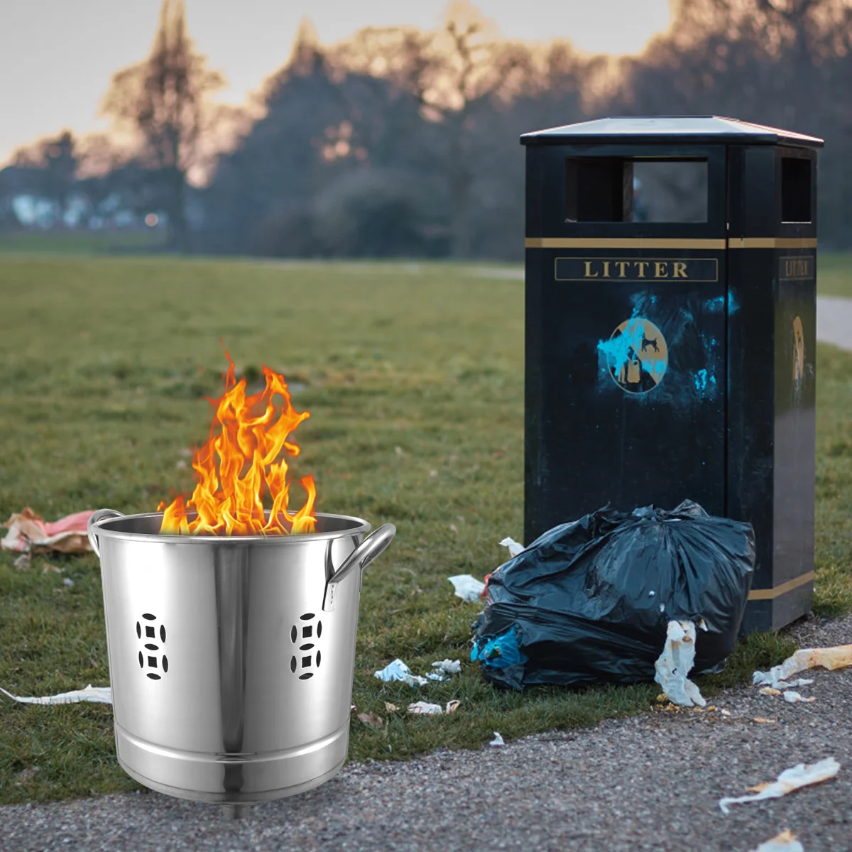 

2 шт., мусорный контейнер из нержавеющей стали