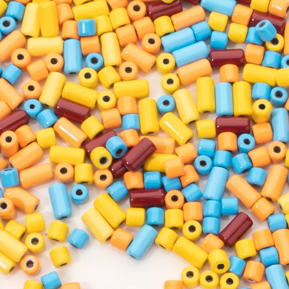 30pcs/lot 3x6mm Free Combination Colorful Enamel Cylindrical Metal Spacer Beads for DIY Bohemia Bracelet Necklace Jewelry Making