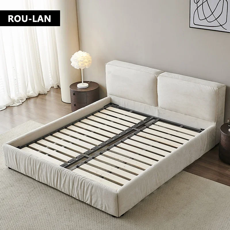 Cama de cuero suave minimalista Modern cama двойной роскошный с высоким качеством главный спальни