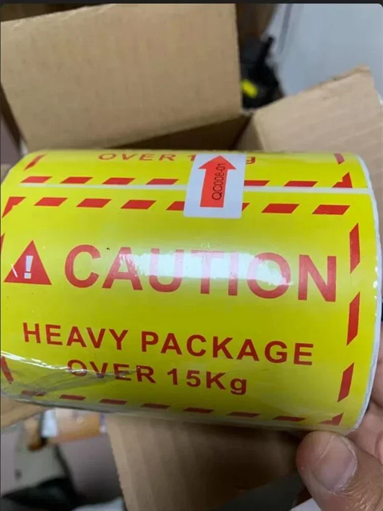 Logistics Transportation Heavy Cargo Outer Packaging Warning Stickers HEAVY PACKAGE English Tips Waterproof Autohesion Paper