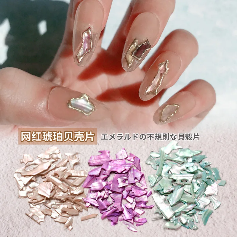 

1 Box Glitter Abalone Shell Flakes for Nail Art Decoration 3D Charms Spring Summer Slices DIY Paillette Accessorie Manicure Tool