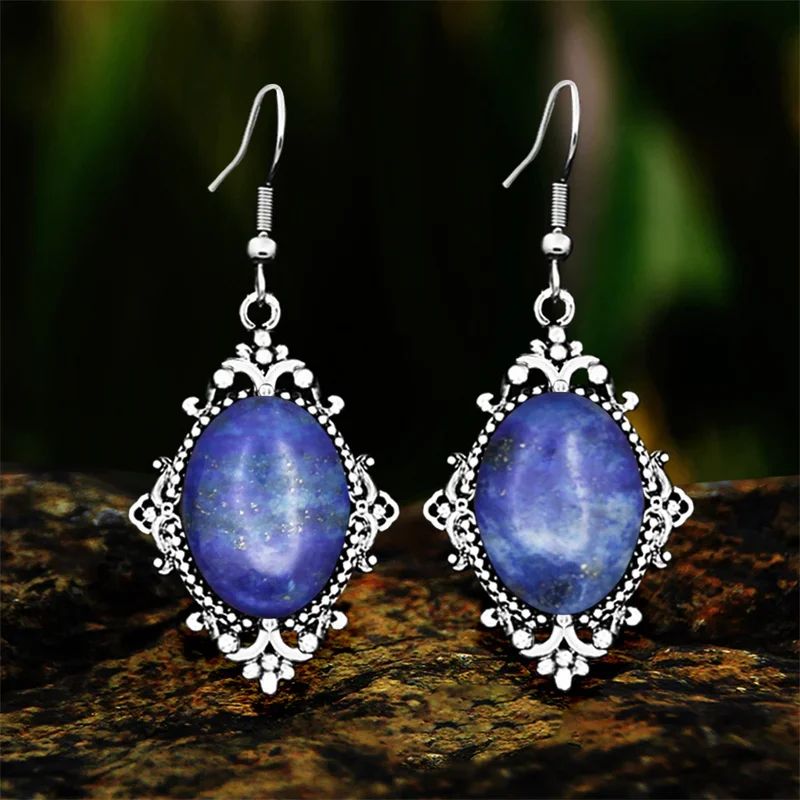 Серьги-подвески Anstory Унакит из нержавеющей стали