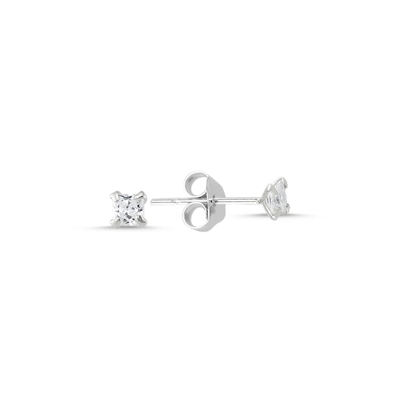 

Silver 925 Sterling 3mm Square Zircon Engagement Earrings