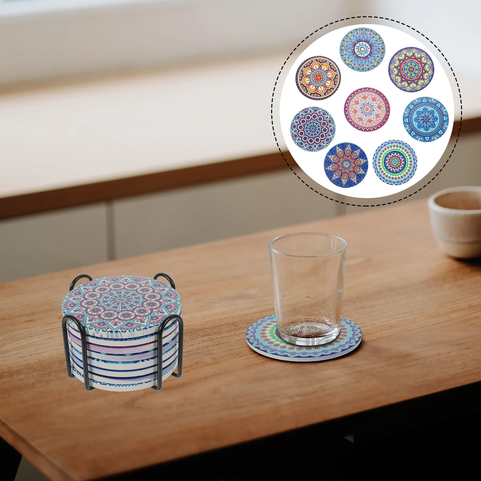 

Coaster Coasters Holder Drinks Cup Rack Ceramic Car Mug Table Mat Hot Coffee Glass Mandala Soaps Heat Resistantdeskabsorbent