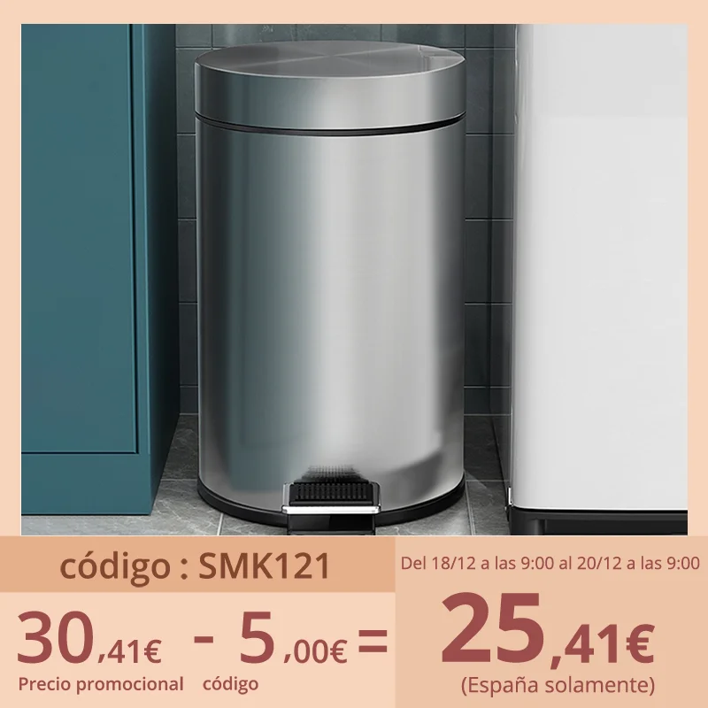 

JINGWAN Trash Can Stainless Steel Household With lid Kitchen Bathroom Foot Step Open Lid large Capacity Deodorant High-Grade
